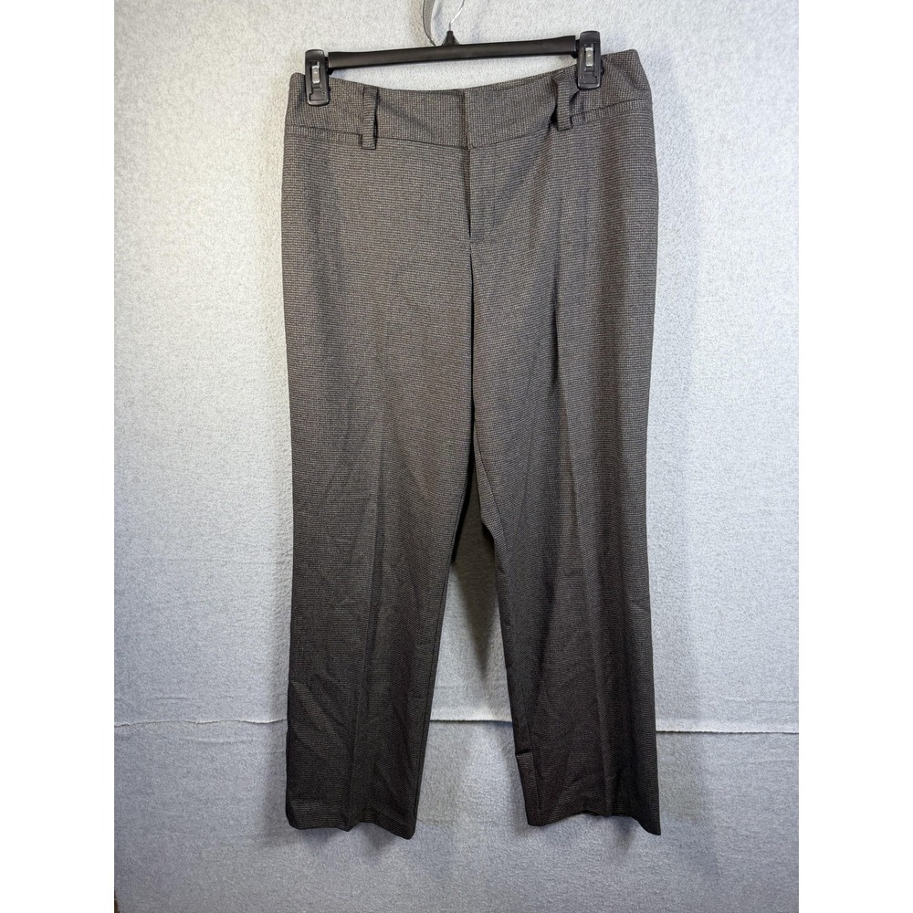 AB Studio Pants Womens 12 Gray Check Stretch Lined Straight Leg Dress Work